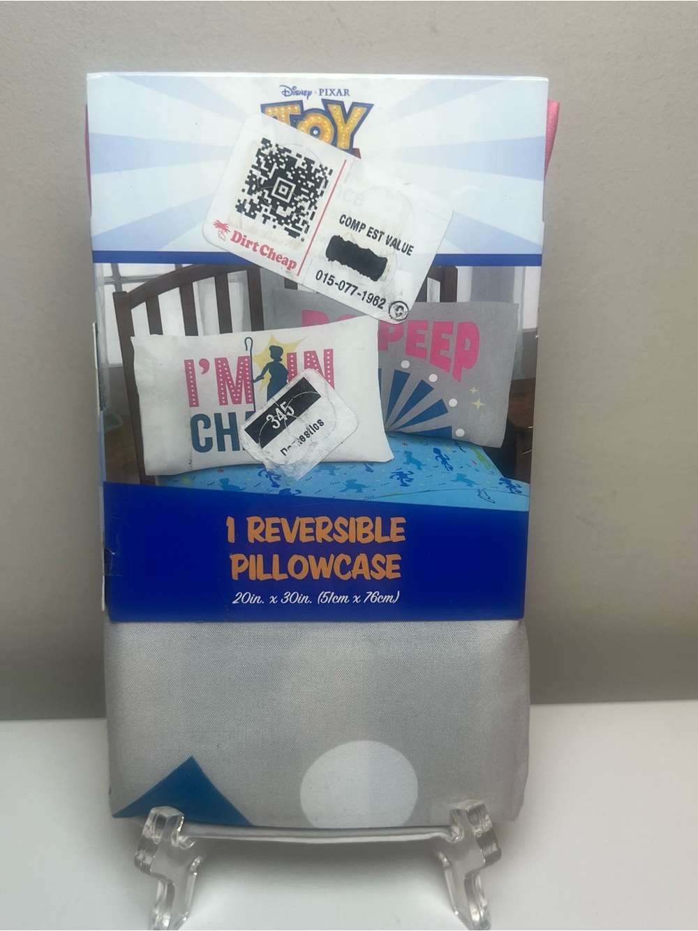 Disney Pixar Toy Story Bo Peep Reversible Pillowcase - Grey & Blue